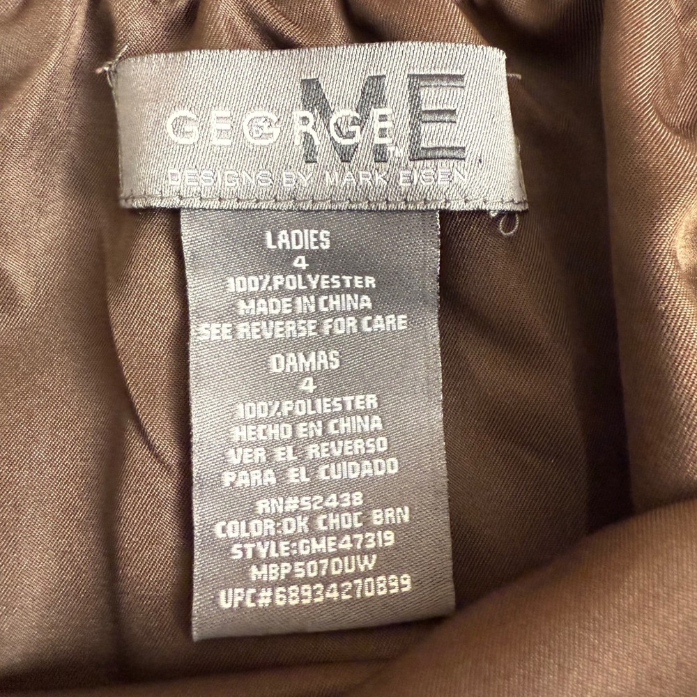 SALE GEORGE ME Womens Skirt Chocolate Brown Geometric Print Midi A Line Size 4 - Picture 2 of 6